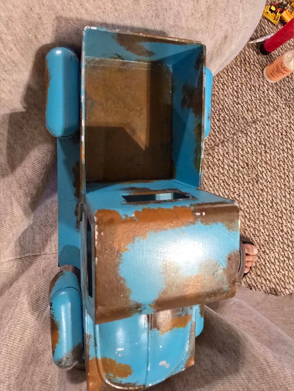 3 Teleflora Ford F-1 Pick Up Truck Blue Metal Planter 1940s Toy/Lawn/garden - Picture 12 of 12